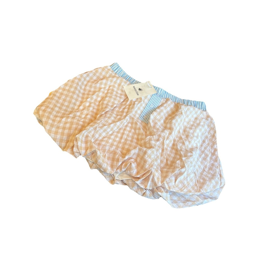 Women's Bubble Skirt‎ / High Waisted/boho/ Gingham Shorts Women's MEDIUM